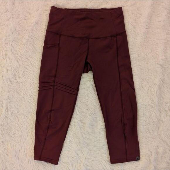 Oiselle Triple Threat Capri Tights, Burgundy, Size 4 - Picture 1 of 16